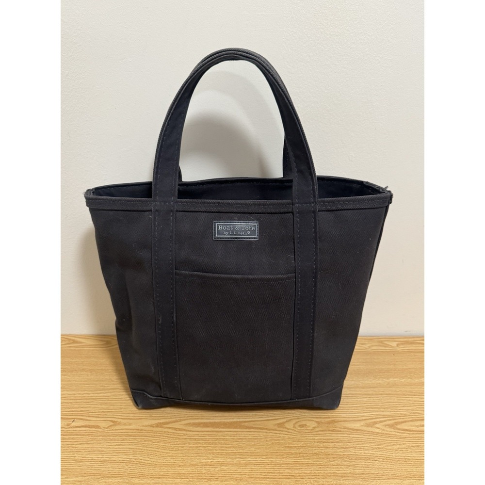 LL BEAN VINTAGE ALL BLACK BOAT TOTE BAG MADE IN THE USA - Picture 4 of 6